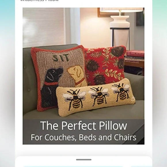 Chandler 4 corners wool hooked pillow with insert - Picture 8 of 12